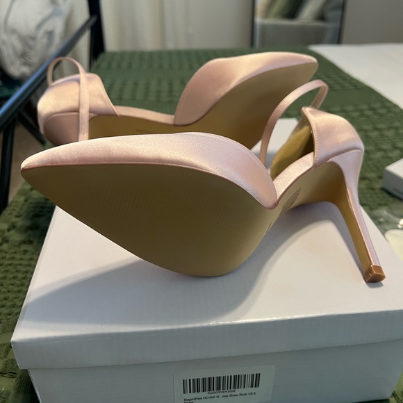 Pointed Toe High Heel Ankle Strap Shoes Satin Blush Size 9 - Picture 8 of 10